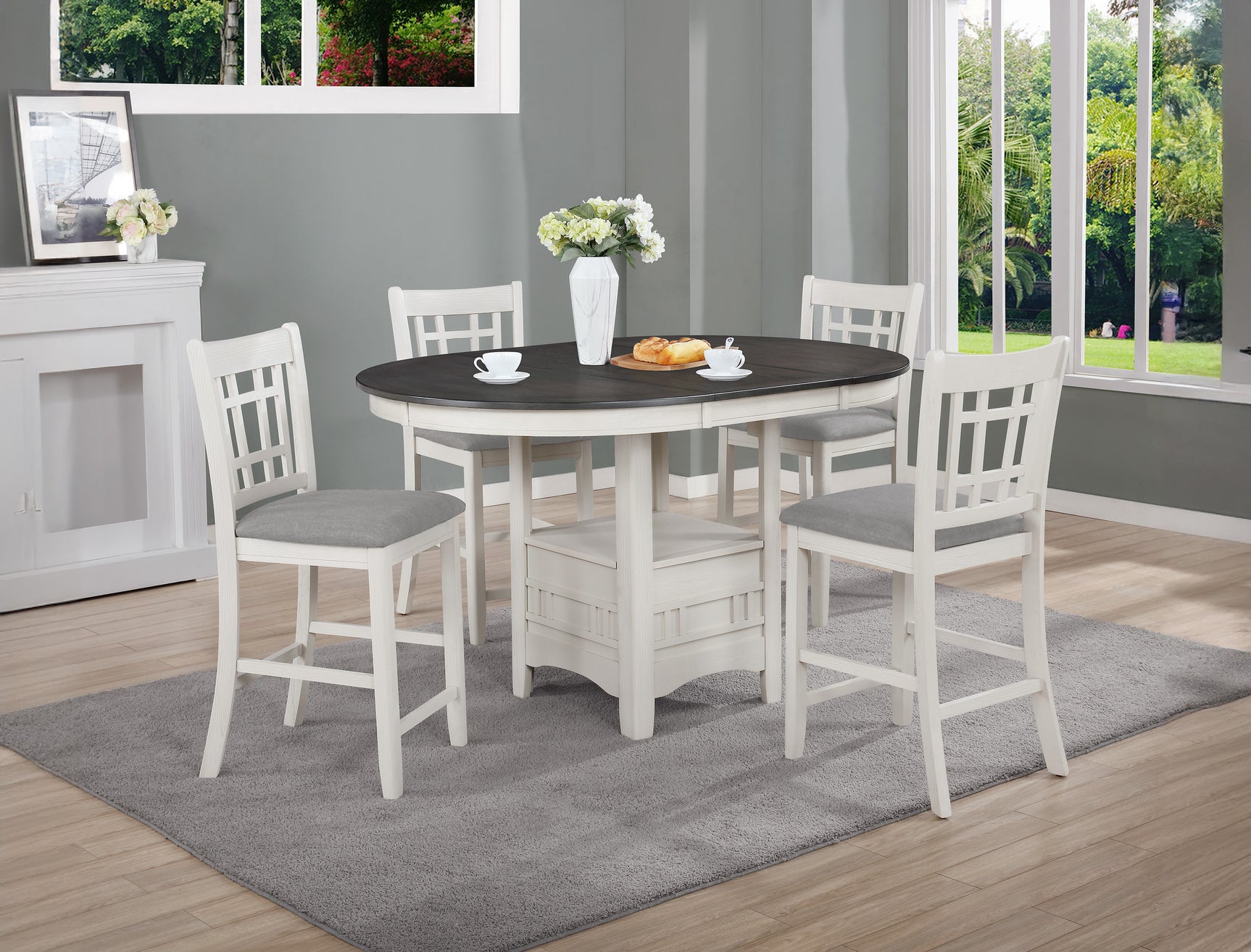 Hartwell Chalk Gray Counter Height Table - Ornate Home