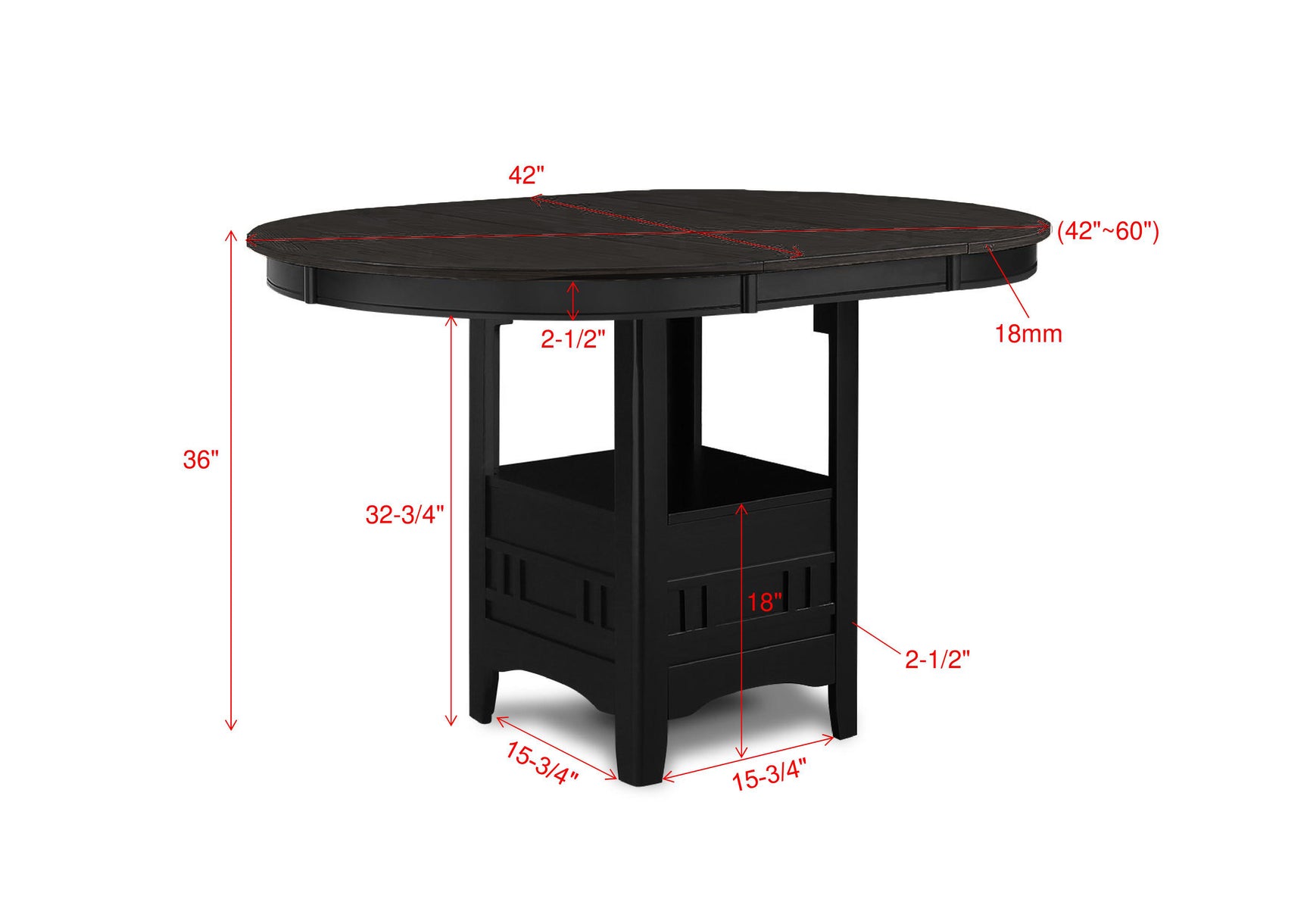 Hartwell Charcoal Black Counter Height Dining Set - Ornate Home