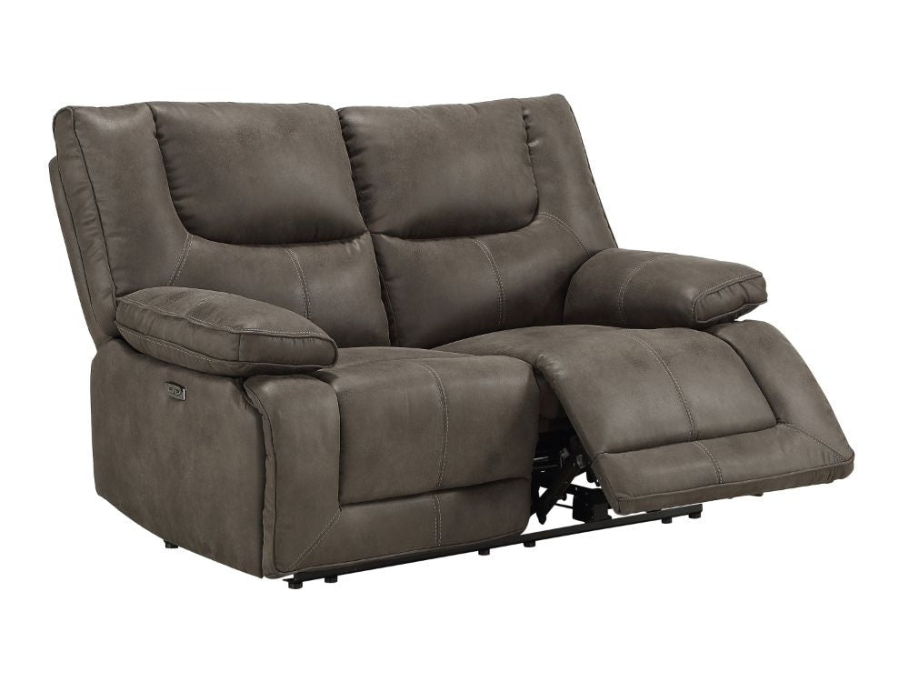Harumi Power Motion Loveseat in Gray LeatherAire - Ornate Home