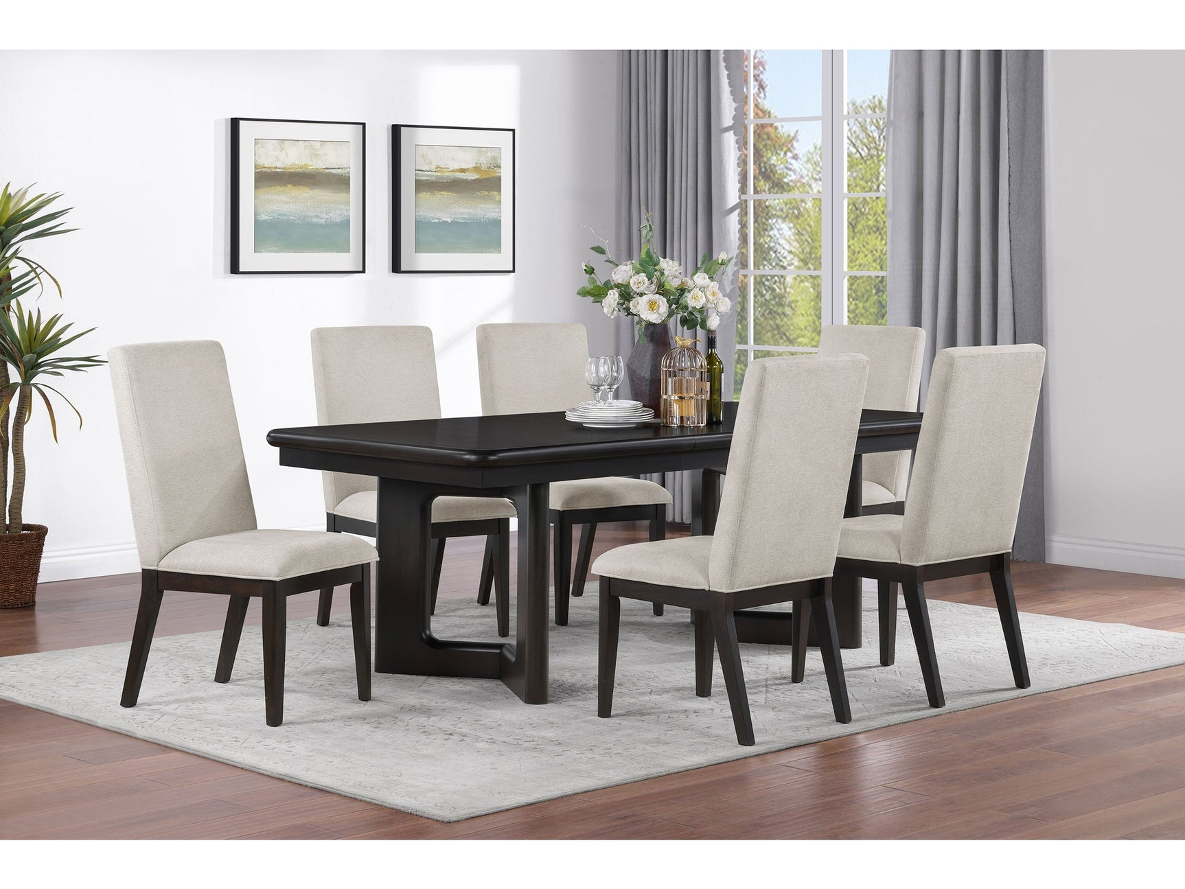 Hathaway Acacia Brown 7-piece Dining Room Set - Ornate Home