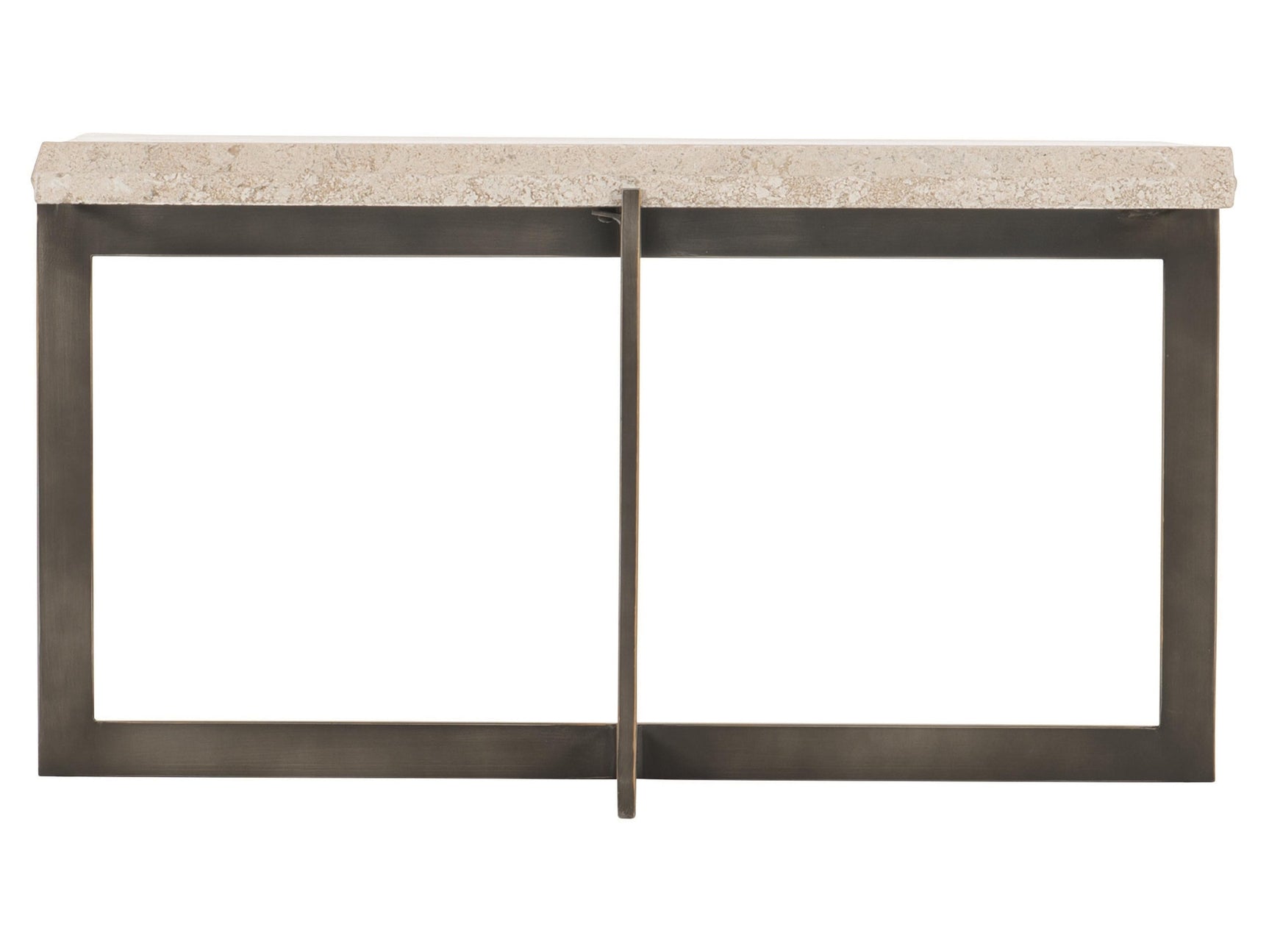 Hathaway White Travertine/Oil-Rubbed Bronze Cocktail Table - Ornate Home