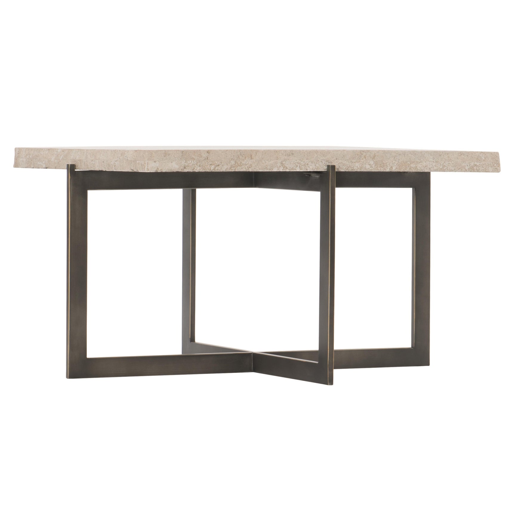 Hathaway White Travertine/Oil-Rubbed Bronze Cocktail Table - Ornate Home