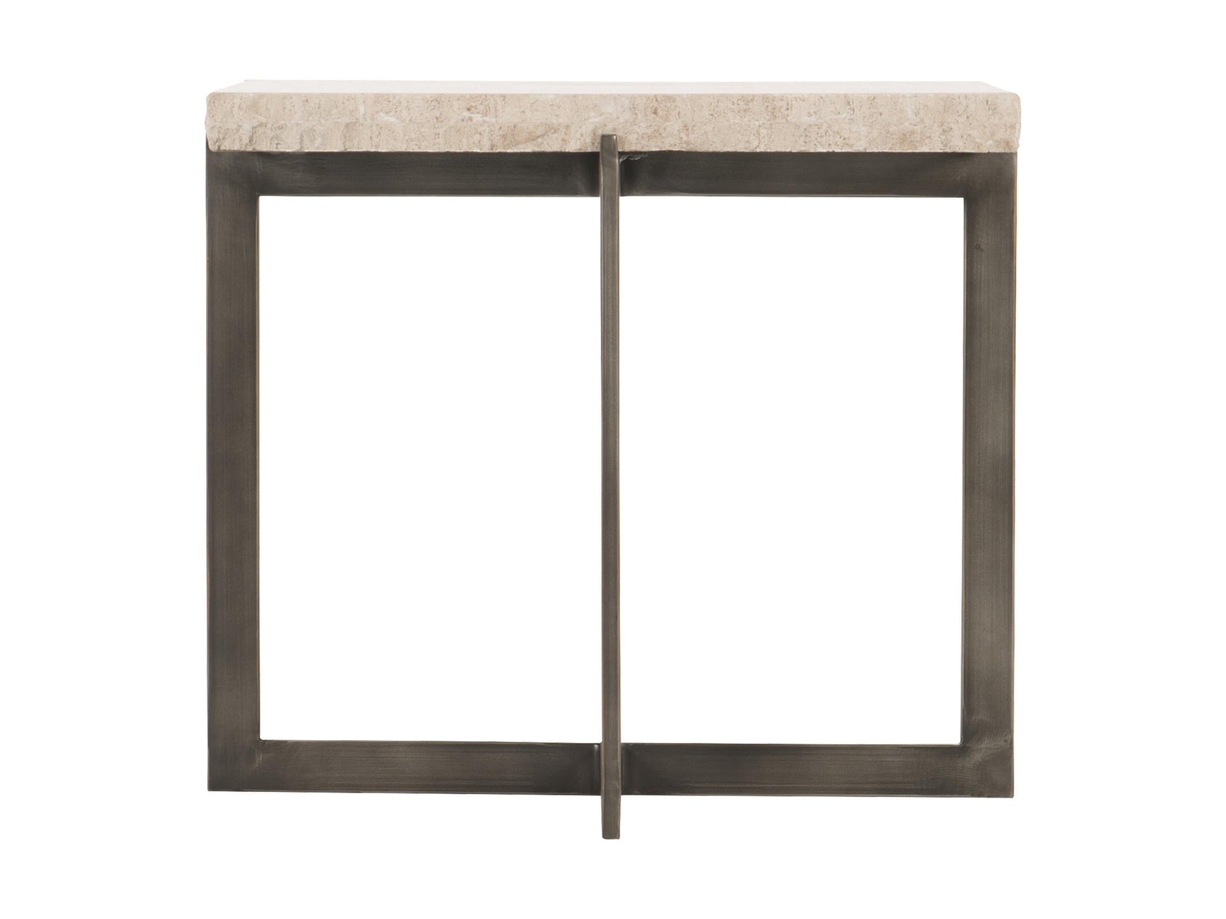 Hathaway White Travertine/Oil-Rubbed Bronze Cocktail Table - Ornate Home