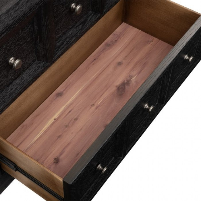 Hatton Cross Weathered Black Queen 5 Piece Bedroom Set w/Chest (N2) - Ornate Home