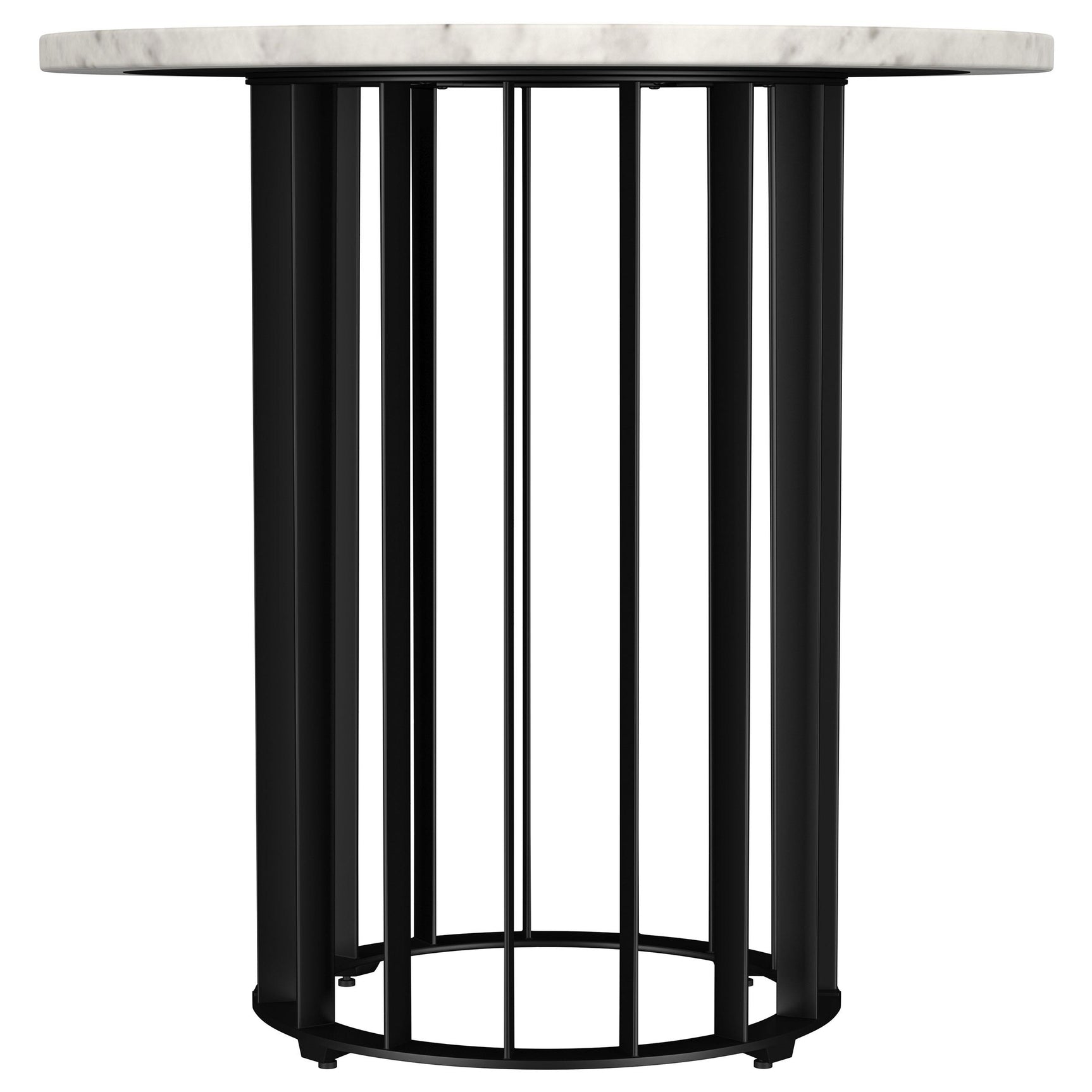 Haven Black Round Genuine White Marble Top End Side Table - Ornate Home