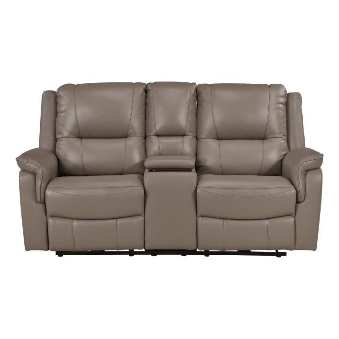 Haven Gray Power Double Reclining Loveseat With Center Console Hidden Arms Cup Holders Charging Ports And Wireless Charger - Ornate Home