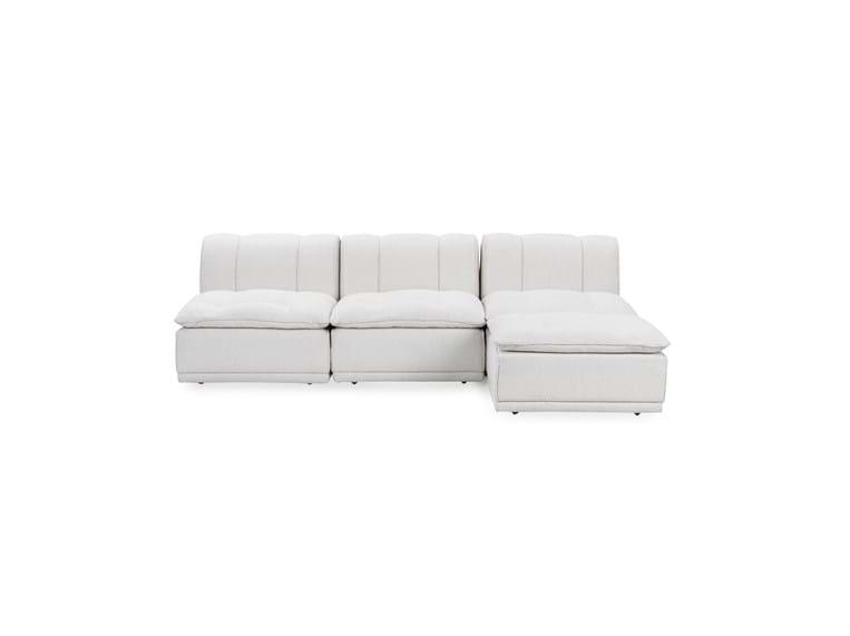 Haven Leather White 4 Piece Modular Sofa w/ Ottoman - Ornate Home