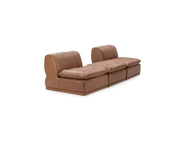 Haven Toffee Brown Leather 3 Piece Modular Sofa w/ Ottoman - Ornate Home