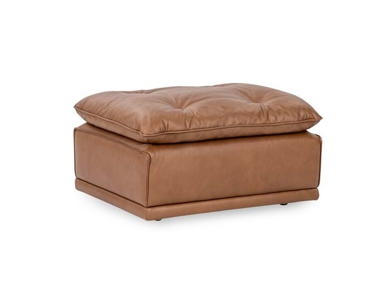 Haven Toffee Brown Leather Ottoman - Ornate Home