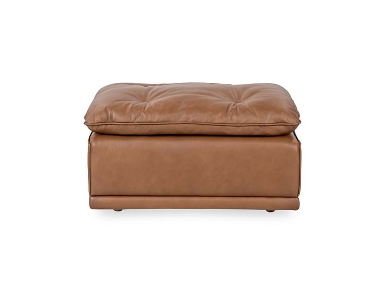 Haven Toffee Brown Leather Ottoman - Ornate Home