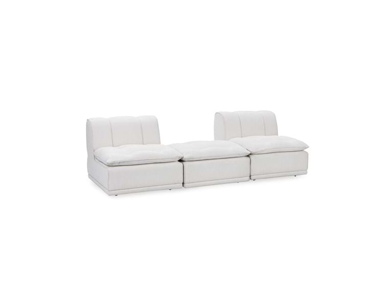 Haven White Leather 3 Piece Modular Sofa w/ Ottoman - Ornate Home