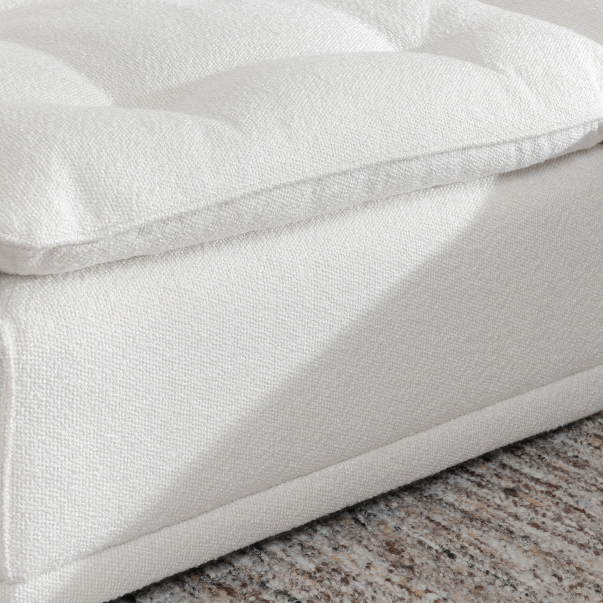 Haven White Upholstered Ottoman - Ornate Home