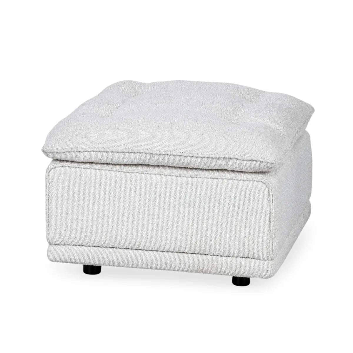 Haven White Upholstered Ottoman - Ornate Home