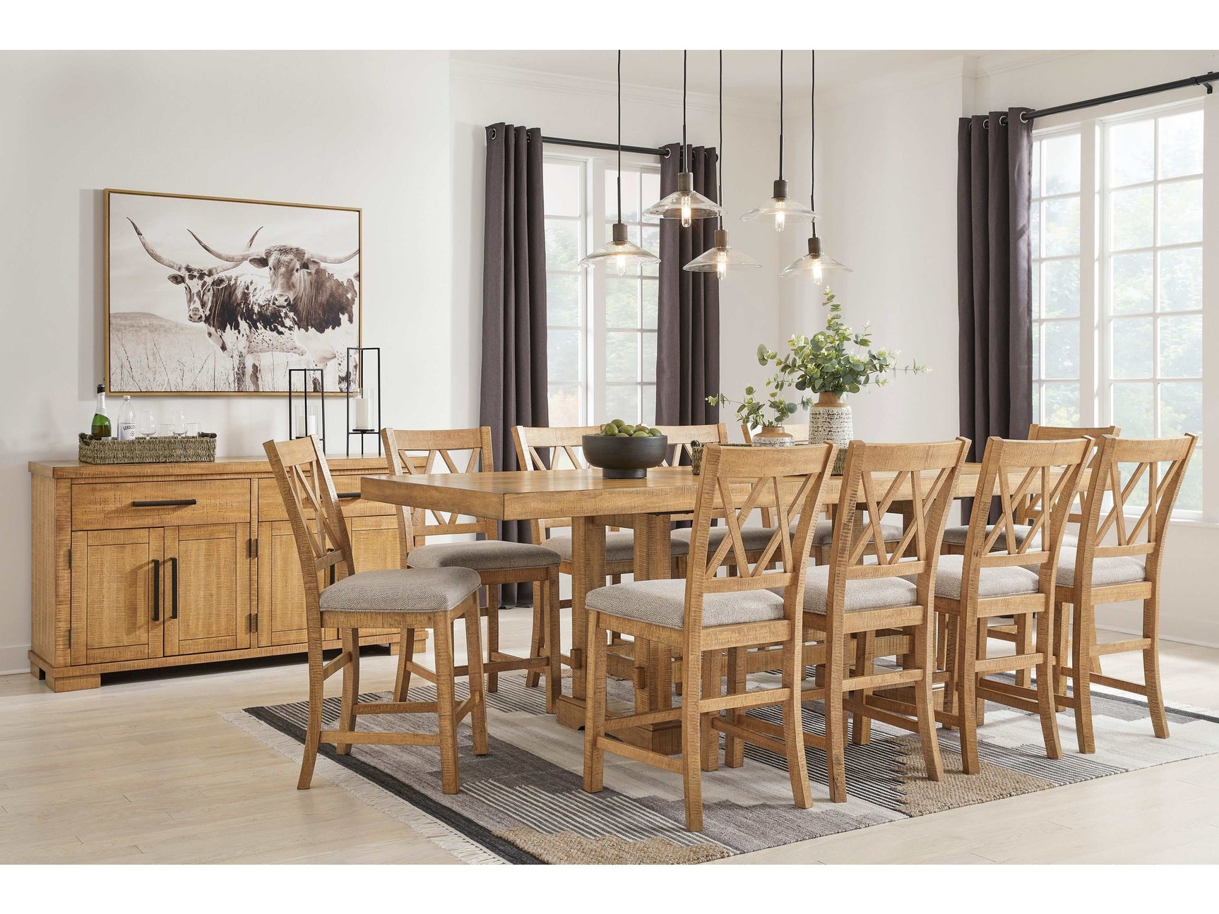 Havonplane Brown Counter Height Dining Room Set / 11pc (Online Special Price) - Ornate Home