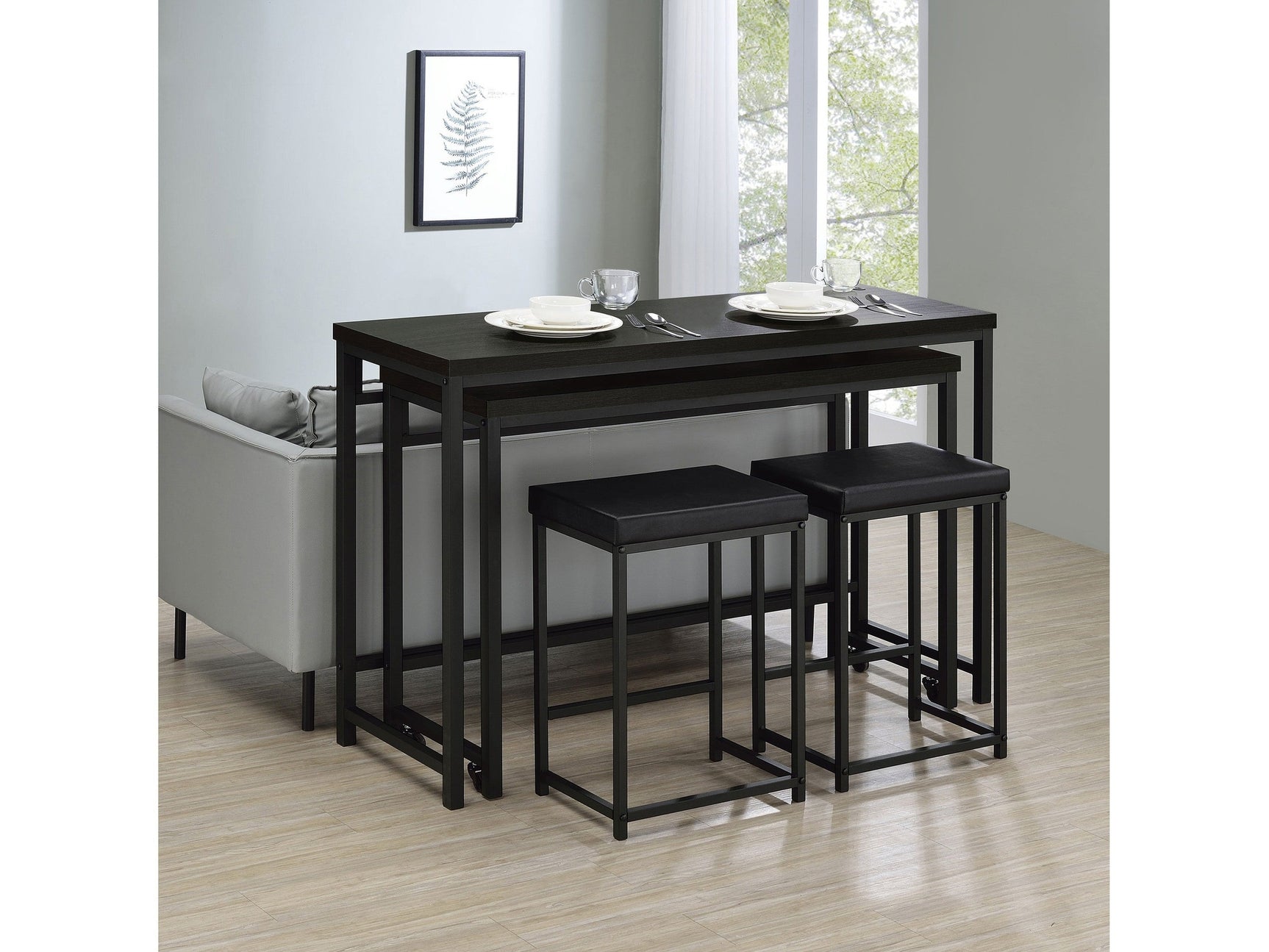 Hawes Dark Charcoal 4-piece Counter Height Dining Room Set - Ornate Home