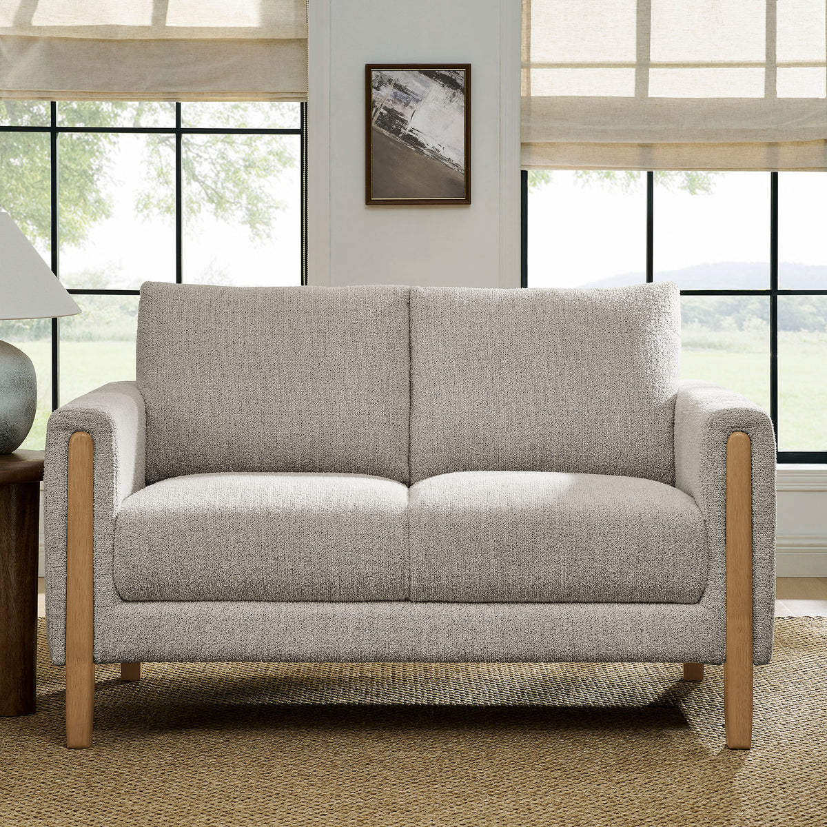 Hawken Parchment Beech Boucle Fabric Loveseat - Ornate Home