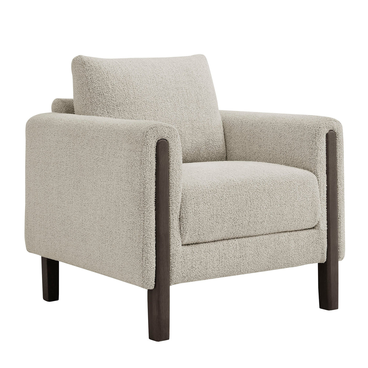 Hawken Parchment/Espresso Boucle Fabric Accent Armchair - Ornate Home