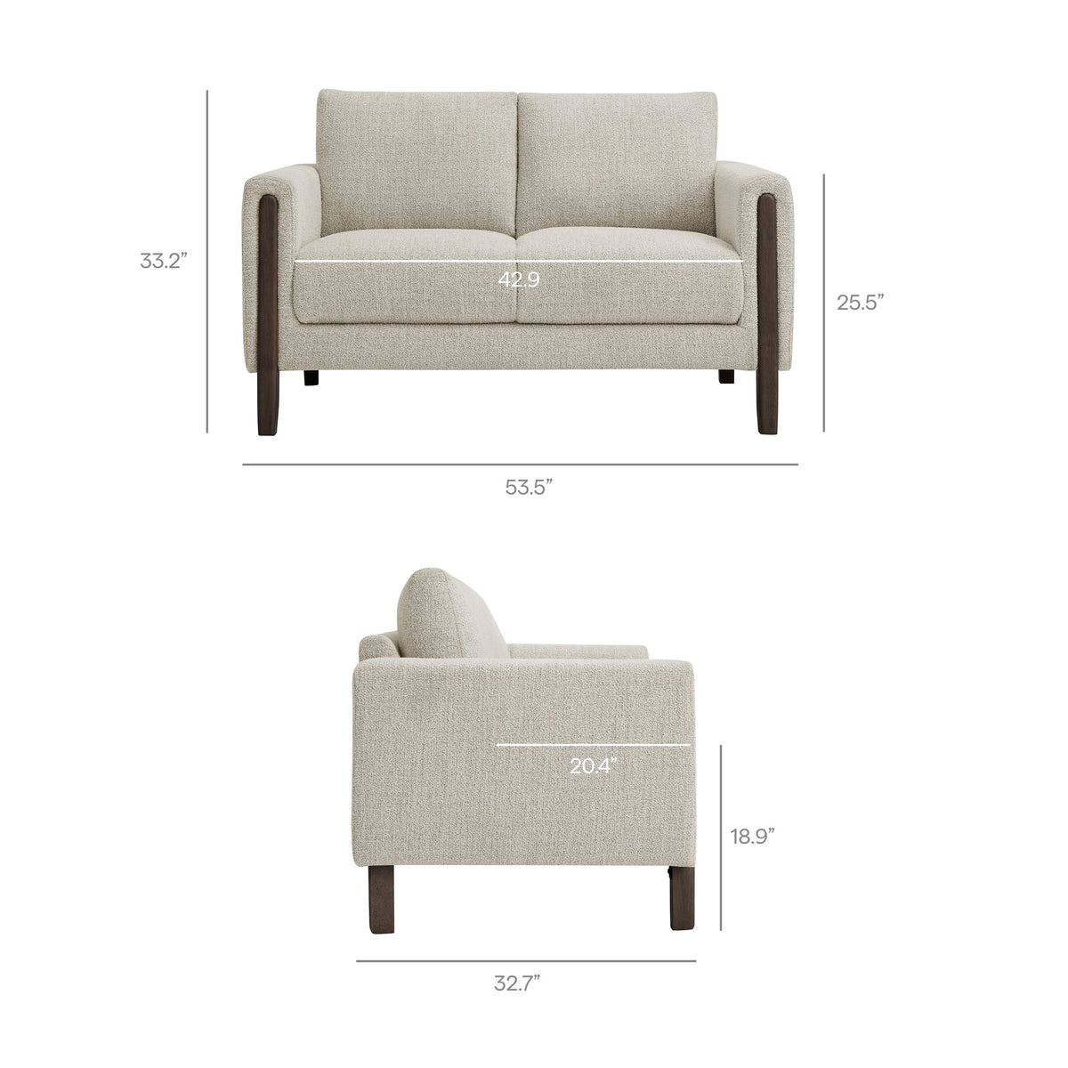 Hawken Parchment/Espresso Boucle Fabric Loveseat - Ornate Home