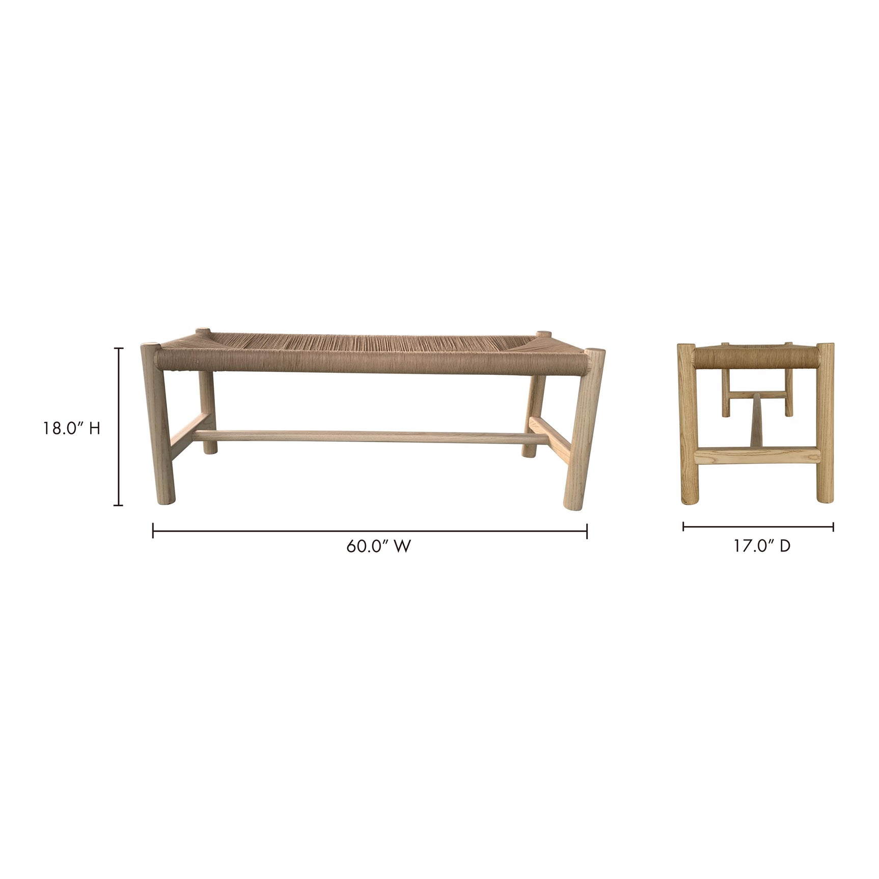 Hawthorn Natural Large Bench - Ornate Home