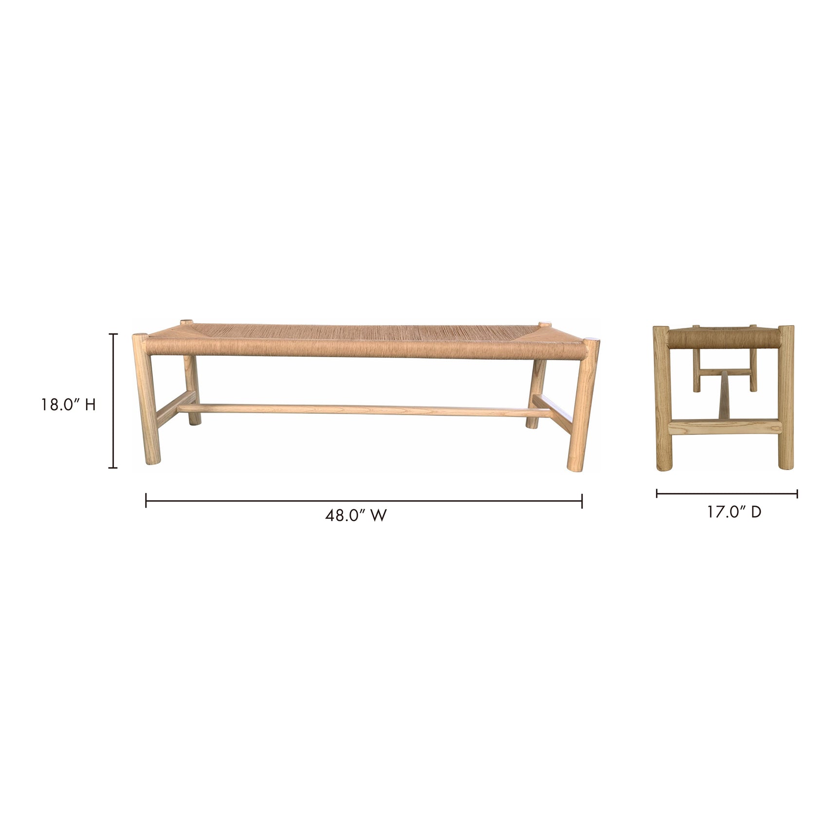 Hawthorn Natural Small Bench - Ornate Home