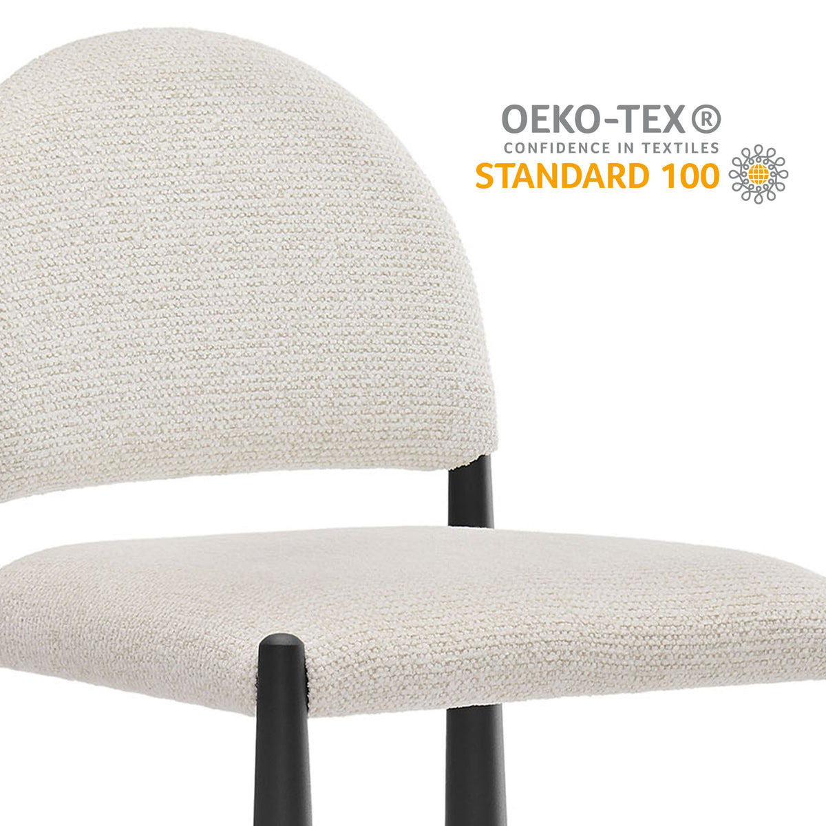 Hayley Black/Cream Upholstered Fabric Counter Stools (Set of 2) - Ornate Home