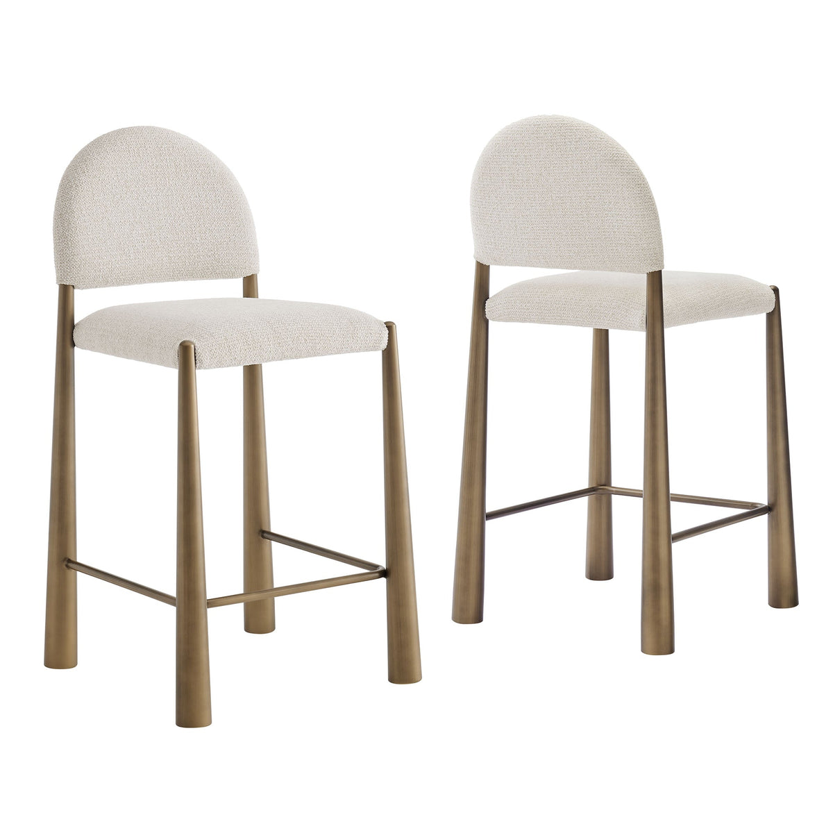 Hayley Brass/Cream Upholstered Fabric Counter Stools (Set of 2) - Ornate Home
