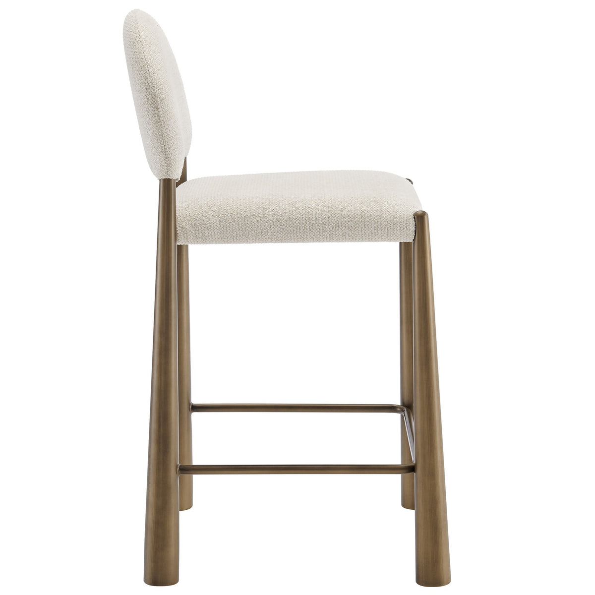 Hayley Brass/Cream Upholstered Fabric Counter Stools (Set of 2) - Ornate Home