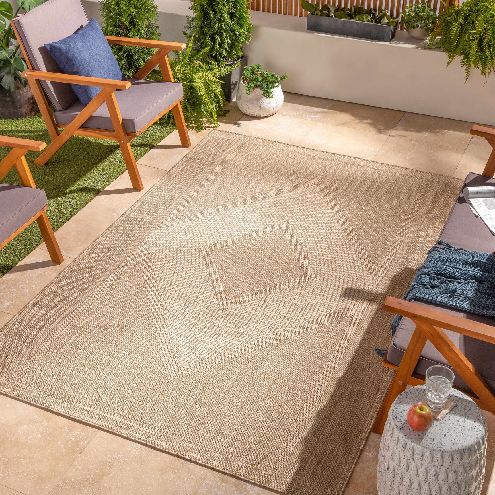 Hazar Beige Outdoor Area Rug - Clearance - Ornate Home