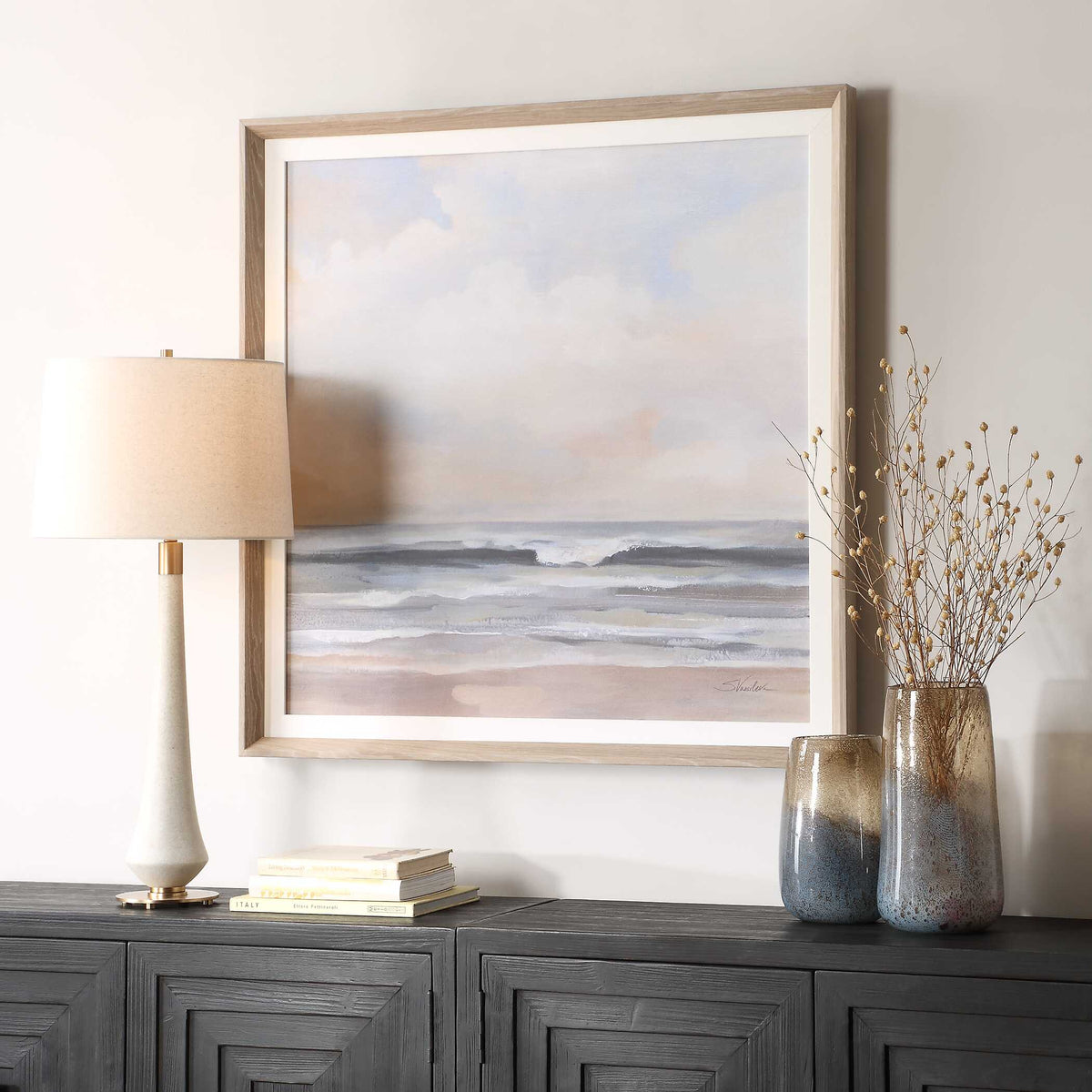 Haze Blue/Woodtone Framed Print - Ornate Home