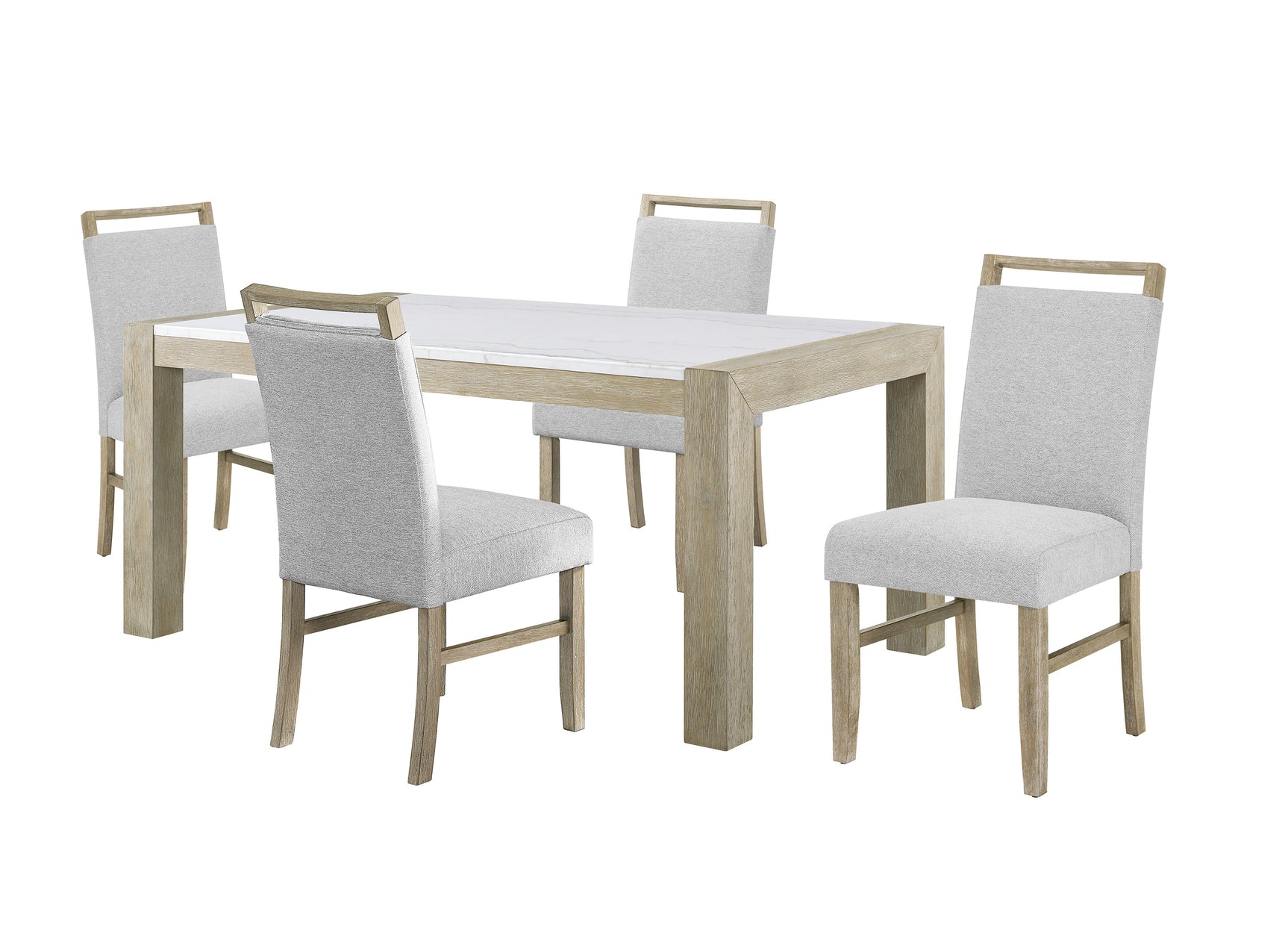 Hazel Natural/Gray Genuine Marble Top Dining Set - Ornate Home