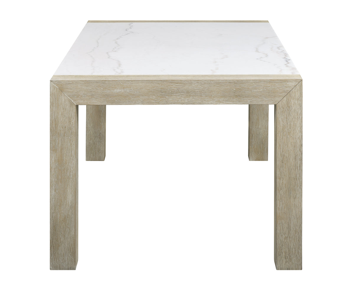 Hazel White/Natural Genuine Marble Top Dining Table - Ornate Home