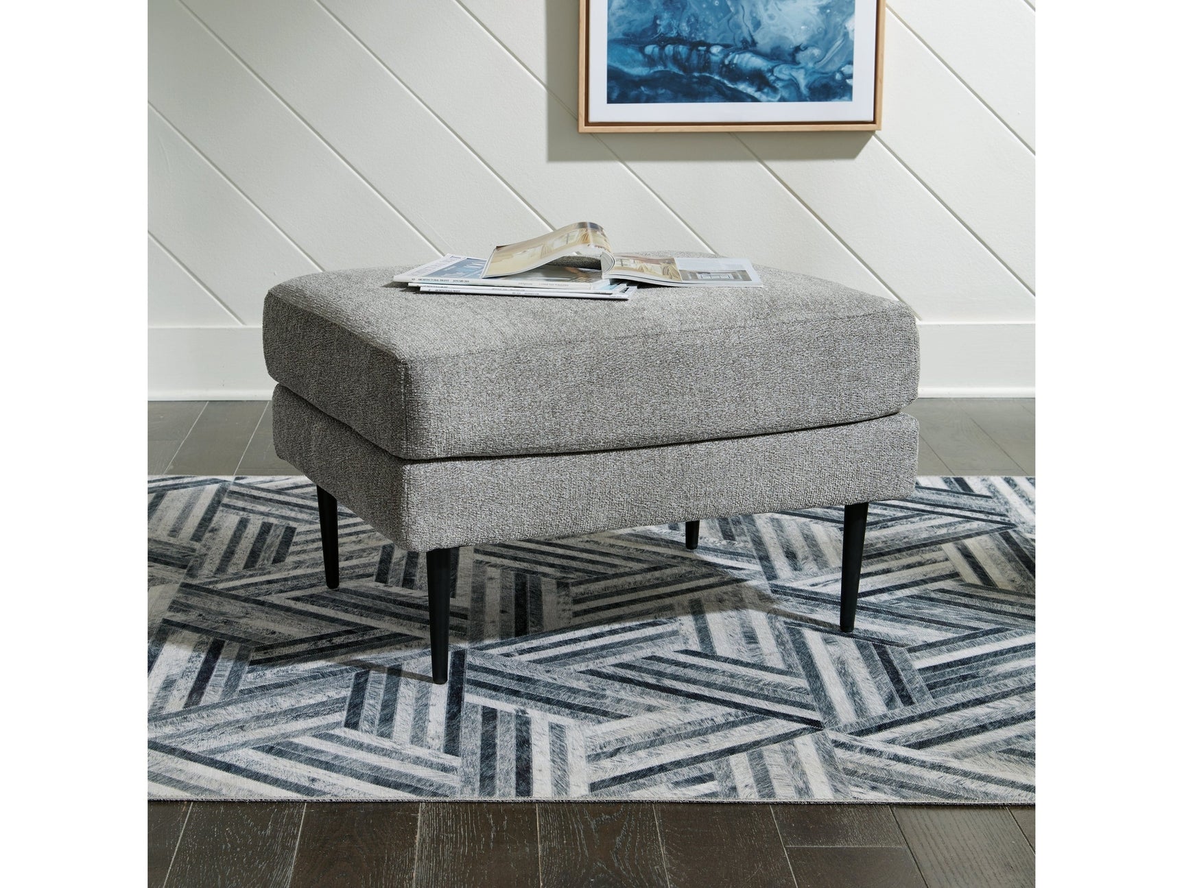 Hazela Charcoal Ottoman - Ornate Home