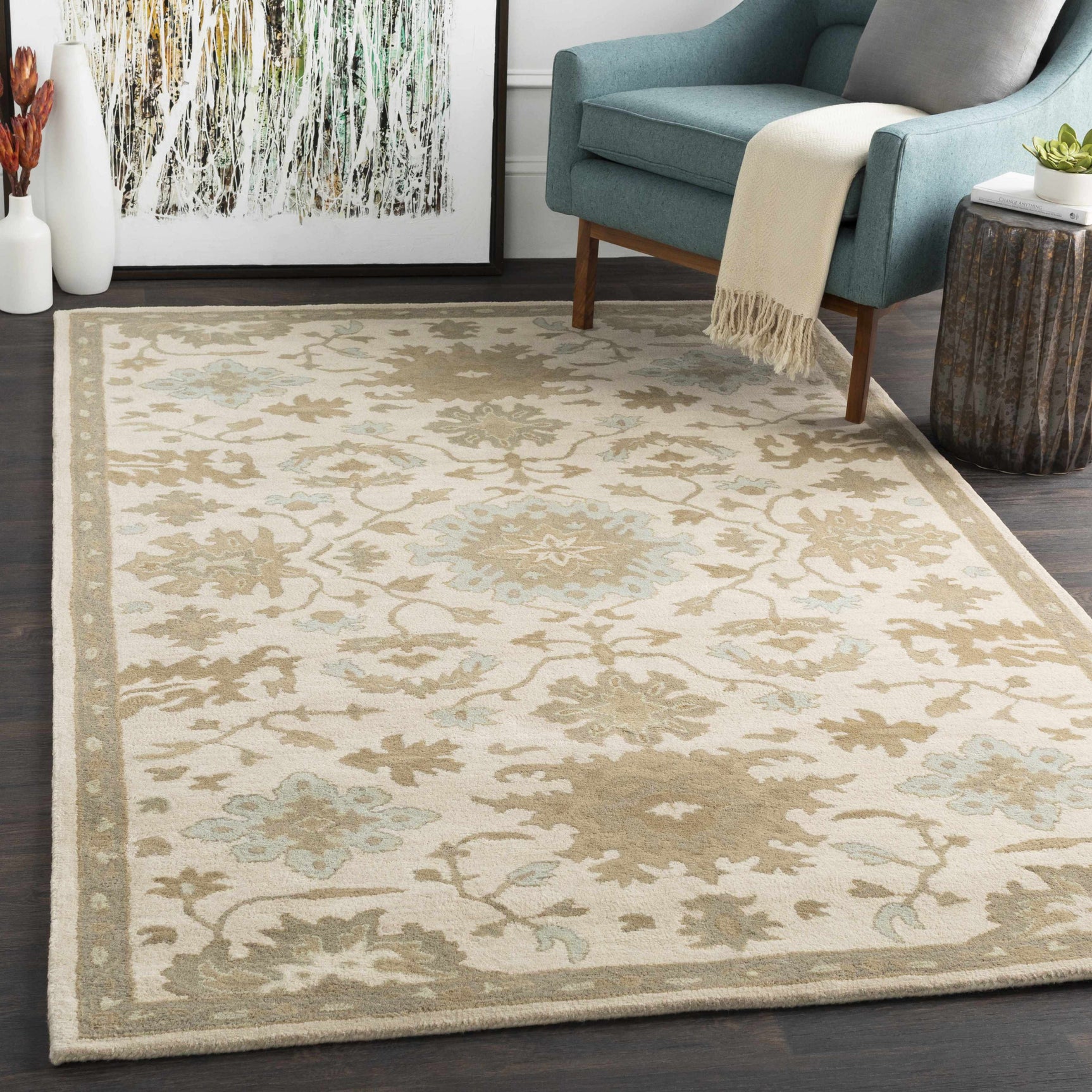Hazen 1197 Hand Tufted Light Beige Wool Rug - Ornate Home