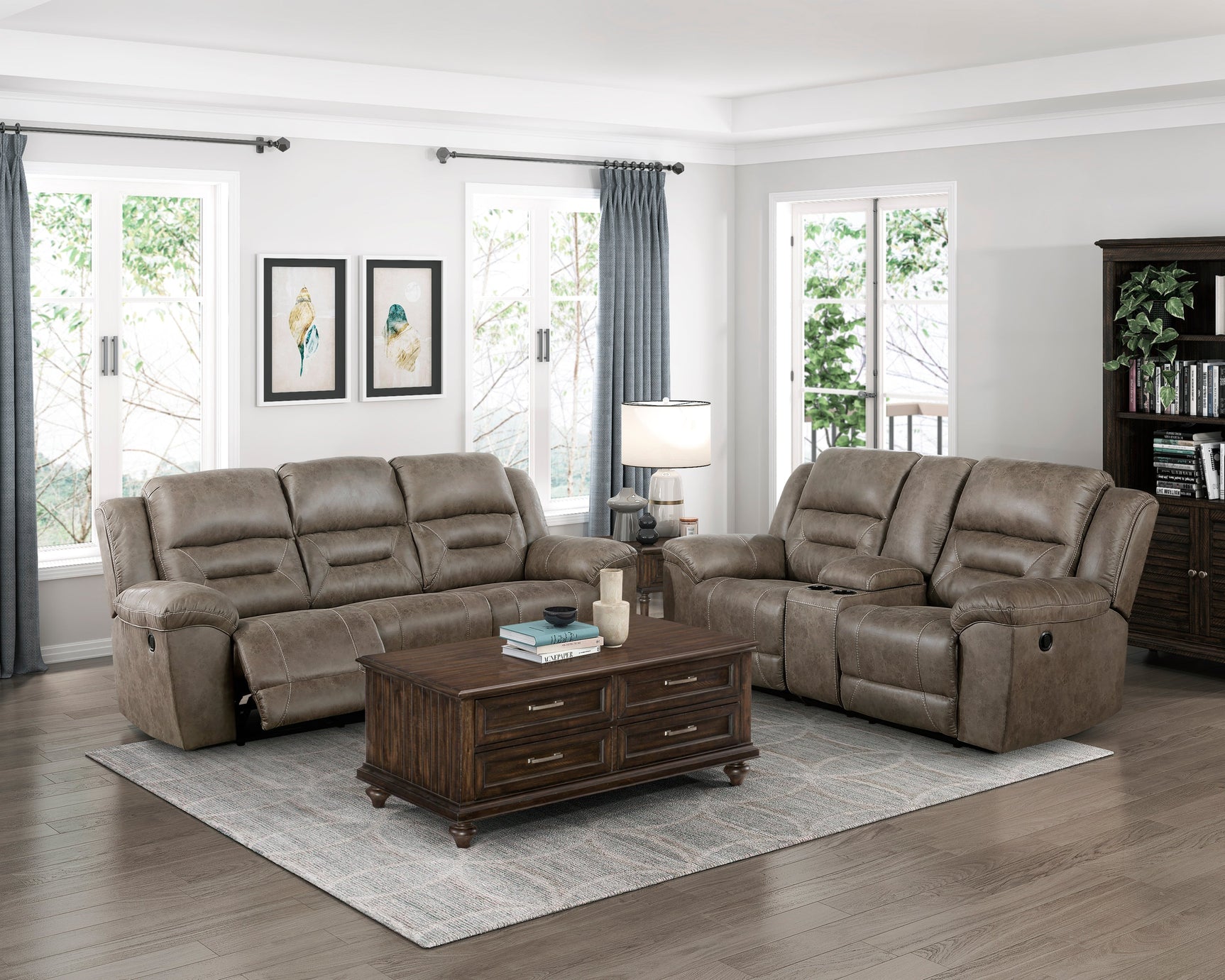 Hazen Brown Double Reclining Sofa - Ornate Home
