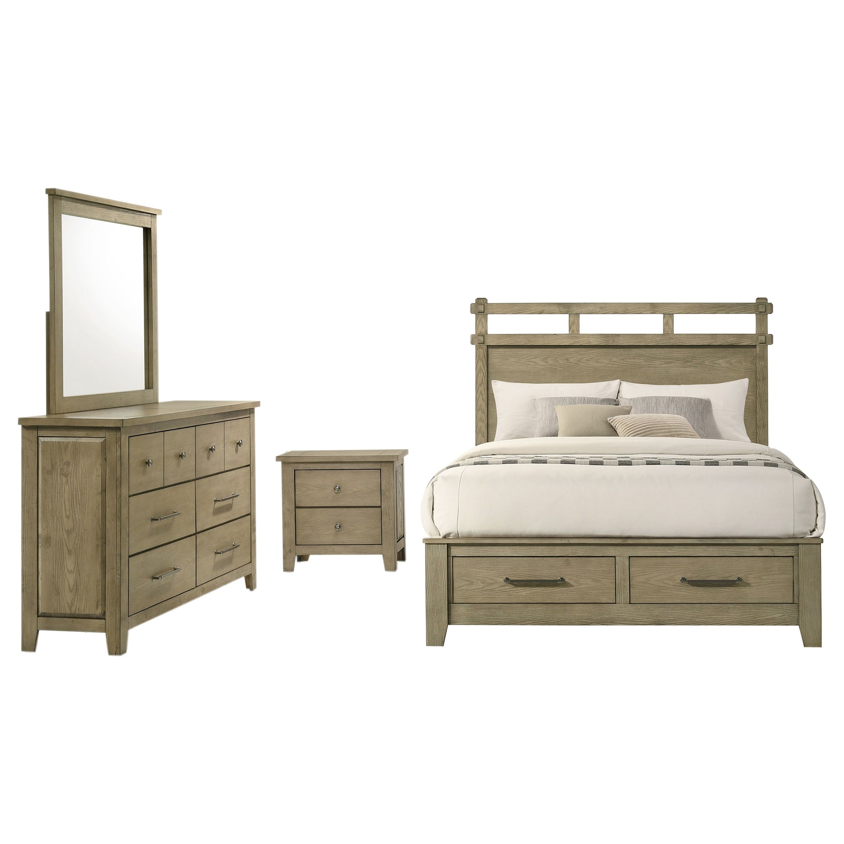 Hazlewood Vineyard Oak 4-piece Eastern King Bedroom Set - Ornate Home