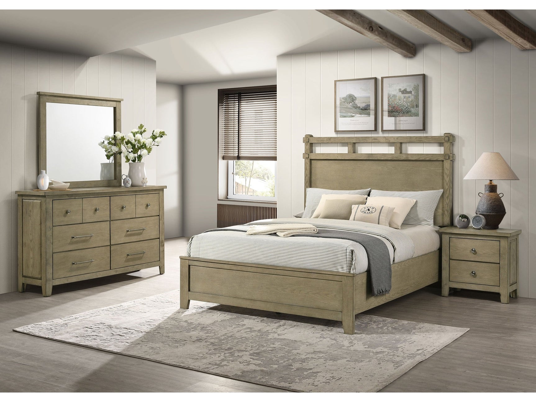 Hazlewood Vineyard Oak 4-piece Eastern King Bedroom Set - Ornate Home