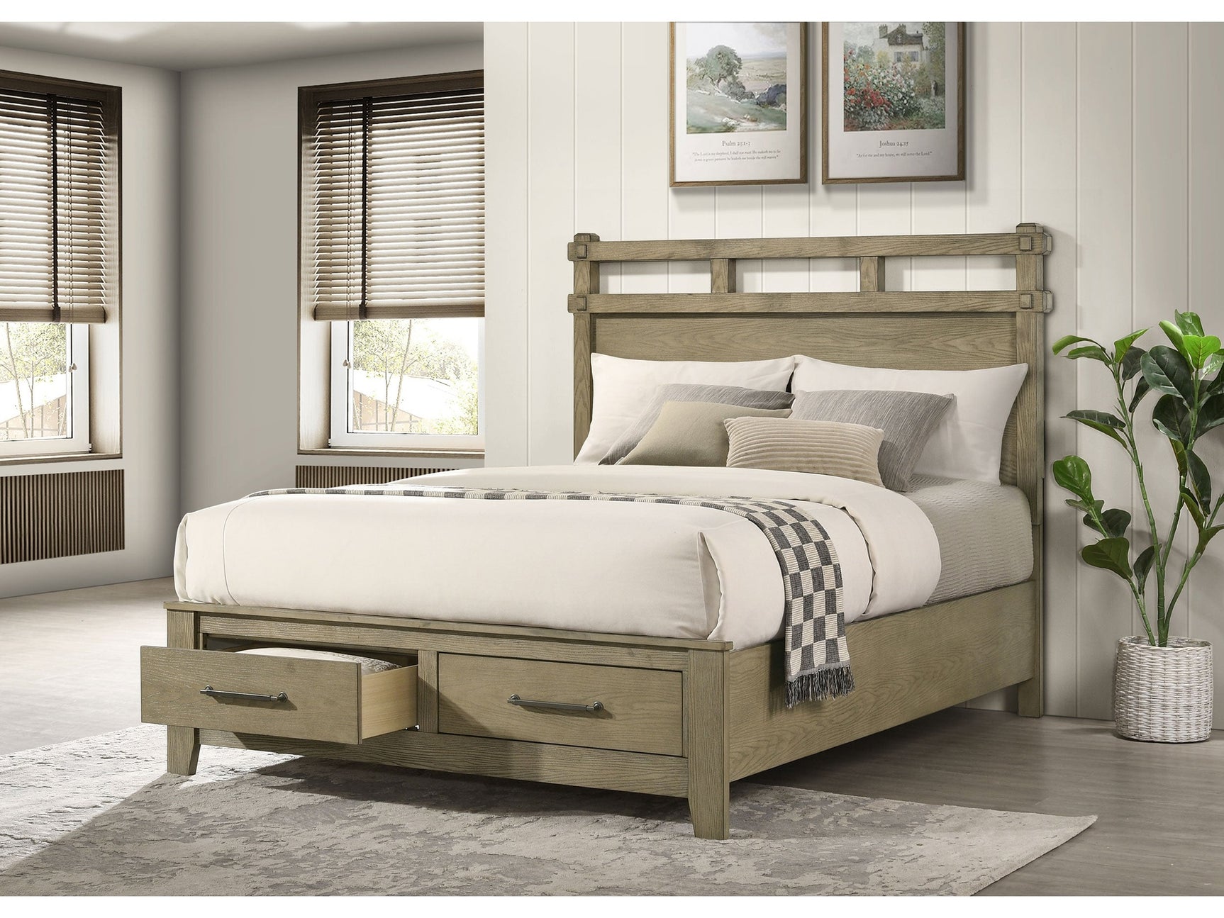 Hazlewood Vineyard Oak 59-inch Eastern King Storage Bed - Ornate Home