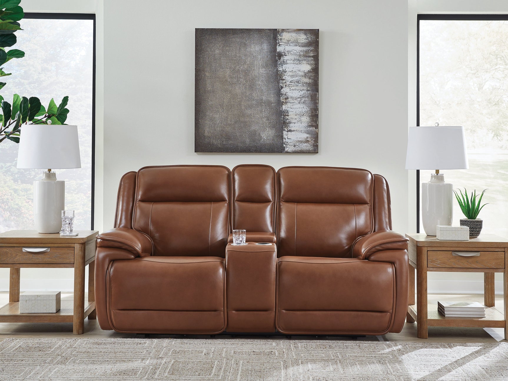 Healy Pier Chocolate Power Reclining Loveseat with Console (Online Special Price) - Ornate Home