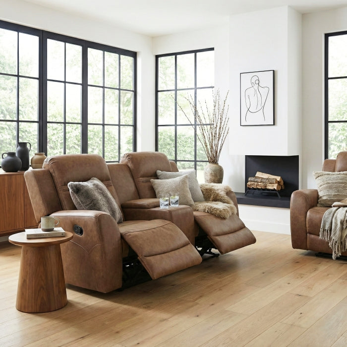Hearth Brown Double Reclining Loveseat With Center Console - Ornate Home