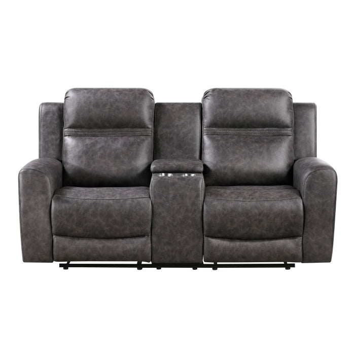 Hearth Gray Double Reclining Loveseat With Center Console - Ornate Home