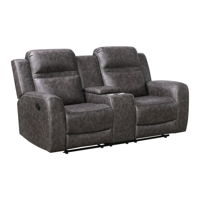 Hearth Gray Double Reclining Loveseat With Center Console - Ornate Home