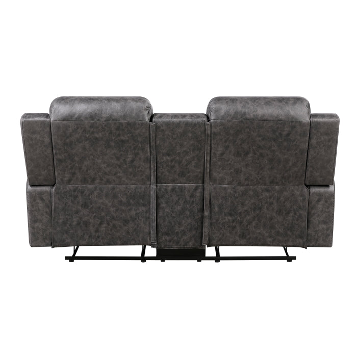 Hearth Gray Double Reclining Loveseat With Center Console - Ornate Home