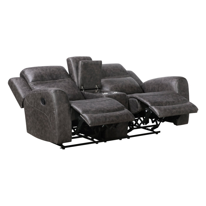 Hearth Gray Double Reclining Loveseat With Center Console - Ornate Home