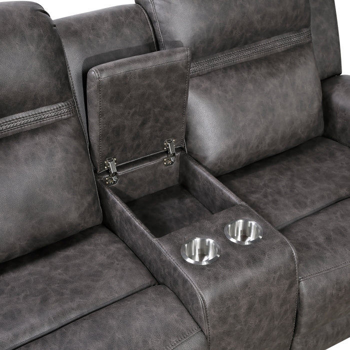 Hearth Gray Double Reclining Loveseat With Center Console - Ornate Home