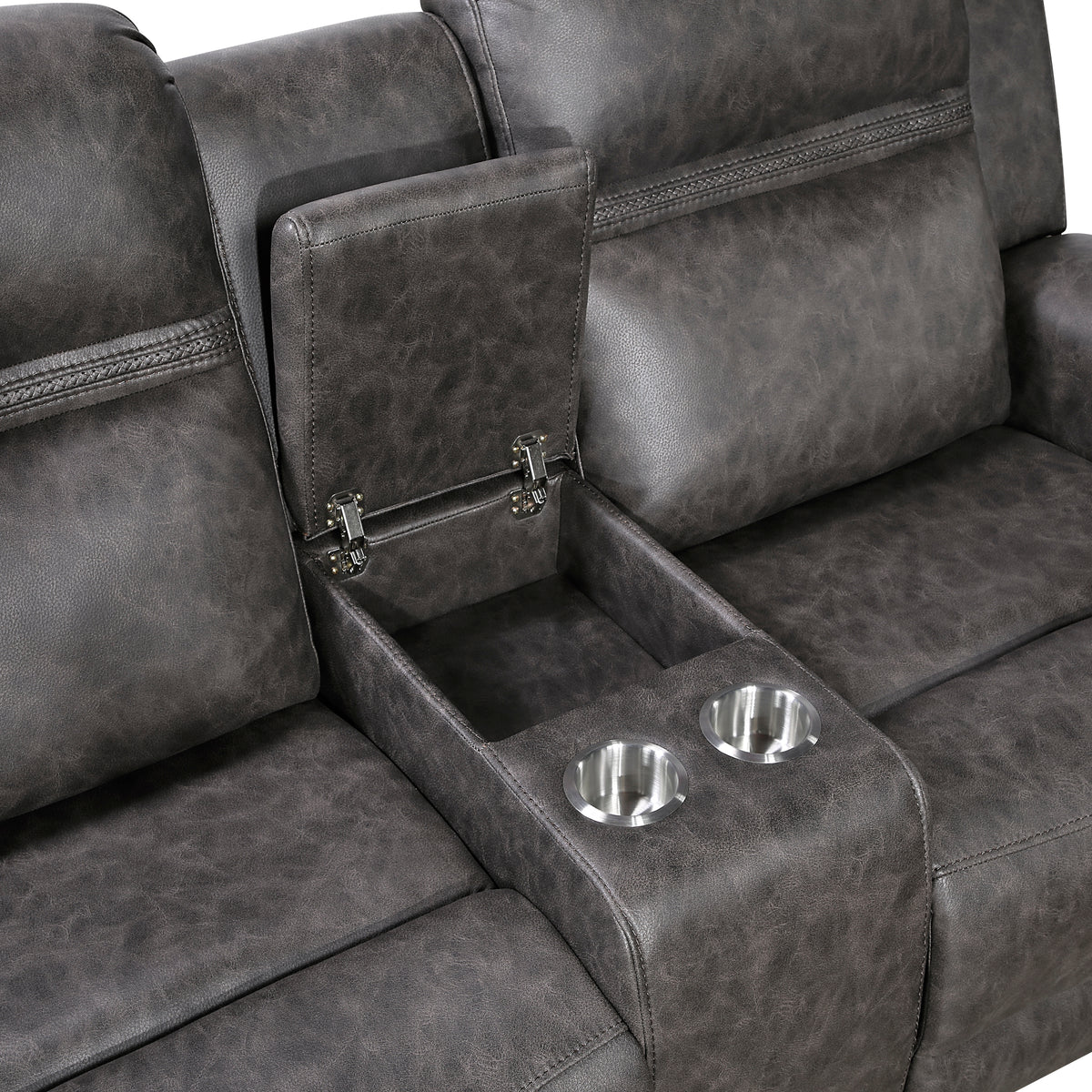 Hearth Gray Double Reclining Loveseat With Center Console - Ornate Home