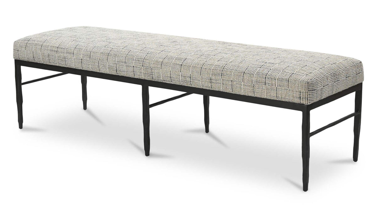 Heath Black And Beige Weave Bench - Ornate Home