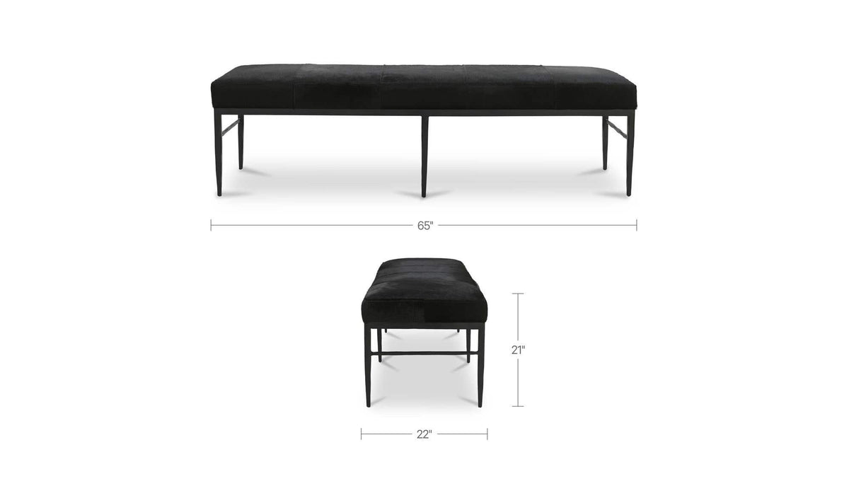 Heath Black Hair On Hide Bench - Ornate Home