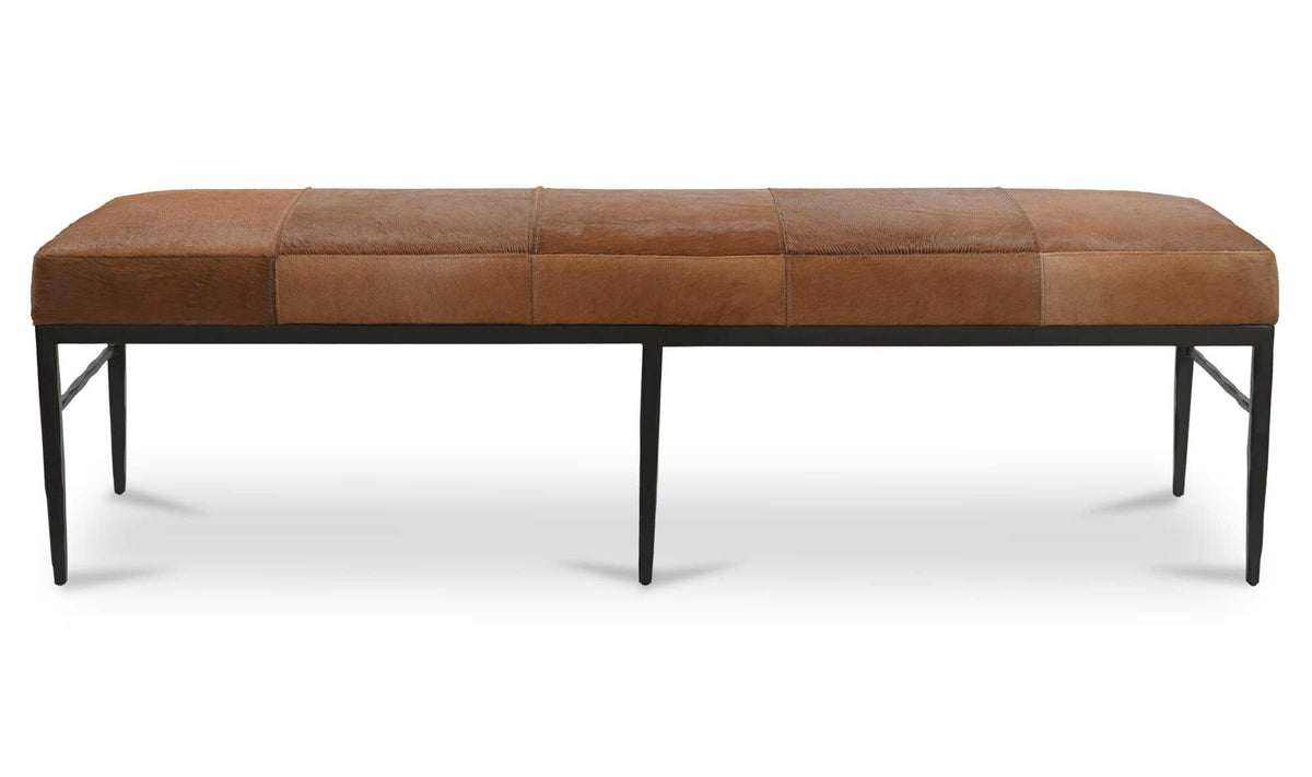 Heath Brown Hair On Hide Bench - Ornate Home
