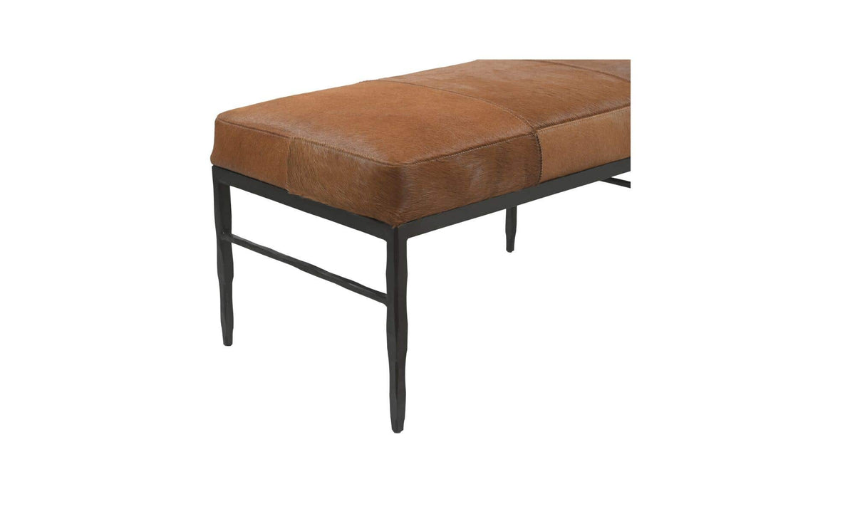 Heath Brown Hair On Hide Bench - Ornate Home