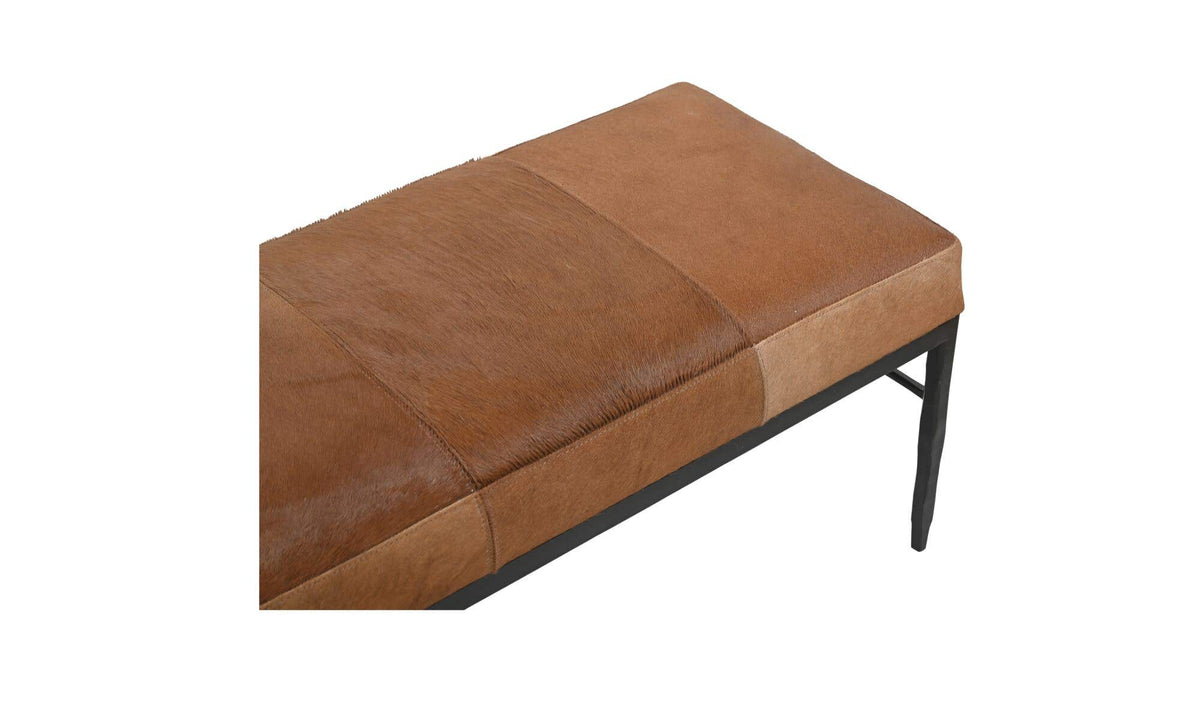 Heath Brown Hair On Hide Bench - Ornate Home
